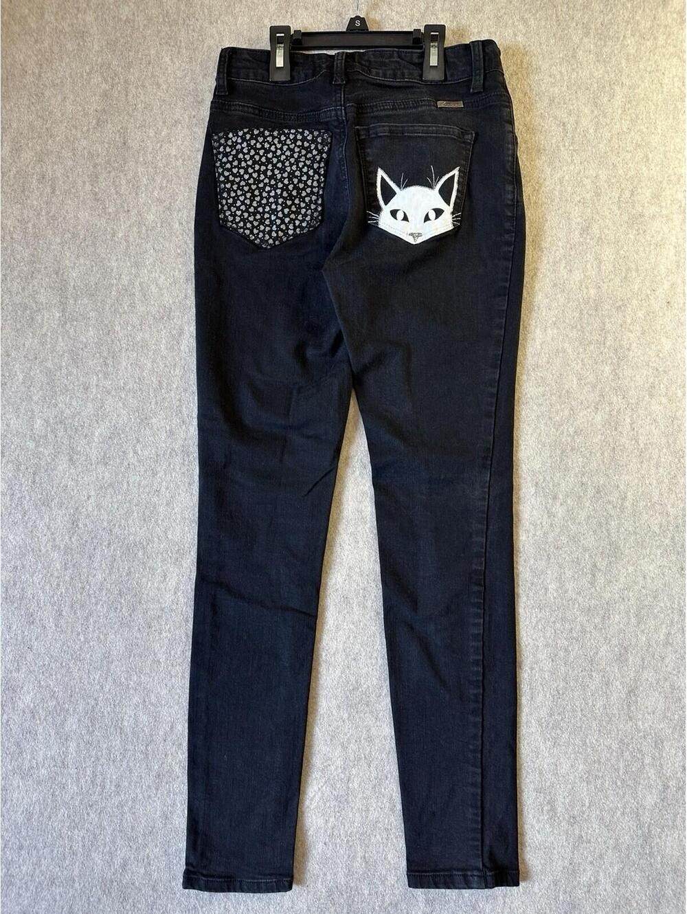 KANCAN Skinny Jeans Kitty Cat Pocket Size 1/24 KC11235BK Stretch Denim Black